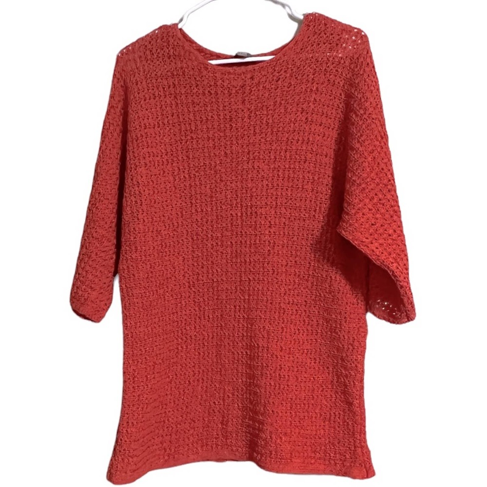 J Jill open knit orange sweater L